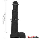 14.76in Extra Long Huge Black Soft Liquid Silicone Horse Cock Orgasm Dildo Real Dildo