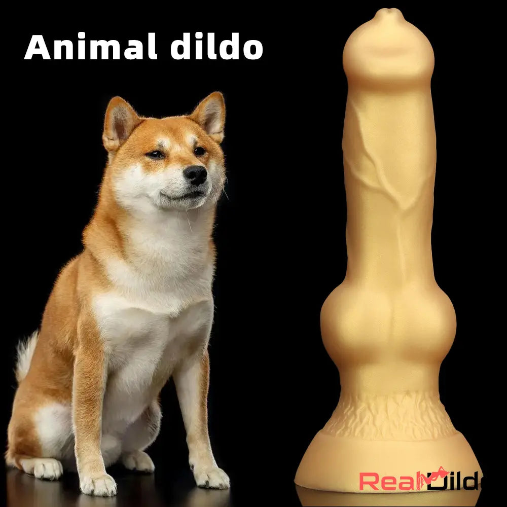 3.81in 7.48in Gold Silicone Soft Small Dog Dildo For Anal Vaginal Sex Love Real Dildo