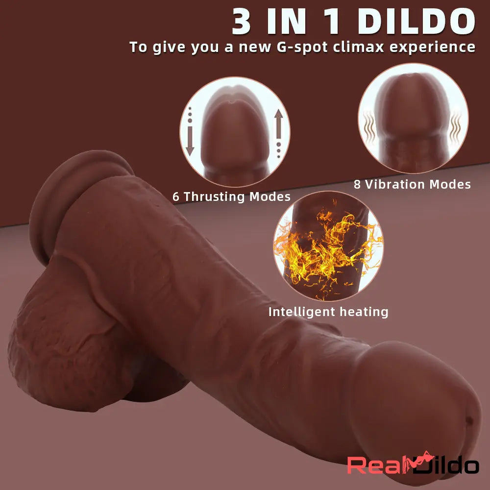 9.84in Realistic Remote Control Auto Heating Thrusting Vibrating Cock Dildo Real Dildo