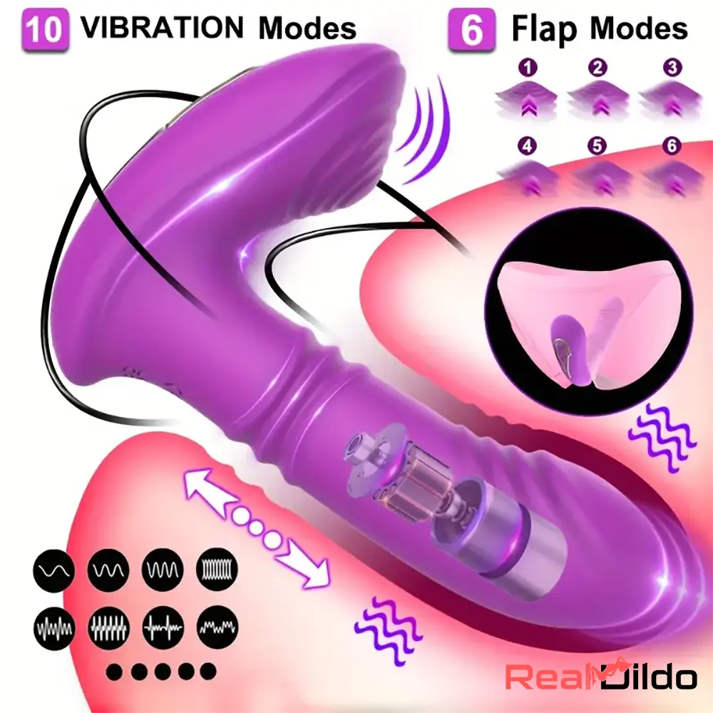 5.7in Automatic Thrusting Flapping Wearable Dildo G Spot Female Vibrator - Real Dildo