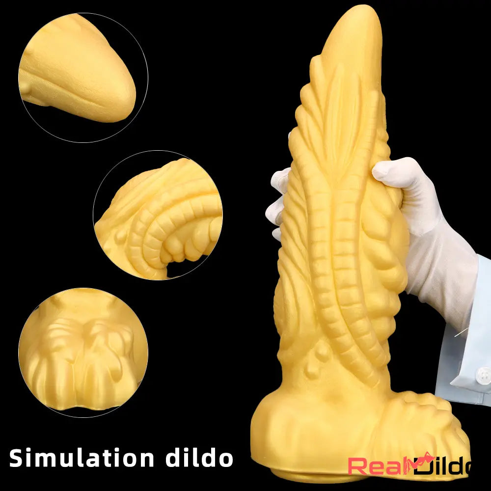 14.56in Gold Liquid Large Soft Long Fantasy Silicone Male Female Dildo - Real Dildo