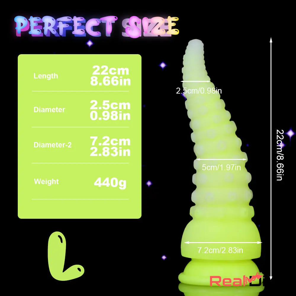 6.42in 7.48in 8.66in Fluorescent Octopus Tentacle Soft Dildo Female Sex Toy - Real Dildo