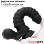 8.07in Big Black Weird Double Layer Silicone Soft Scale Caterpillar Dildo Real Dildo