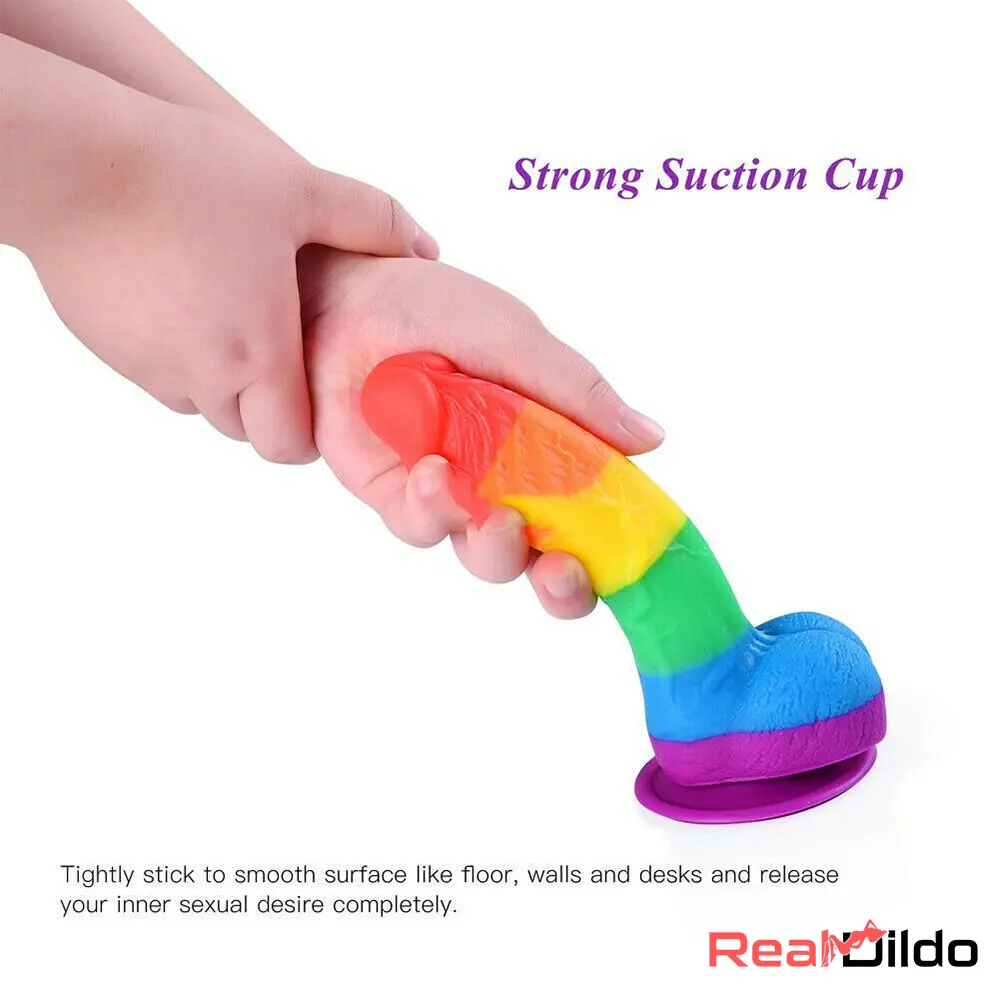 7.67in Silicone Rainbow Soft Dildo For Gay LGBT Adult Intimate Stimulation Real Dildo