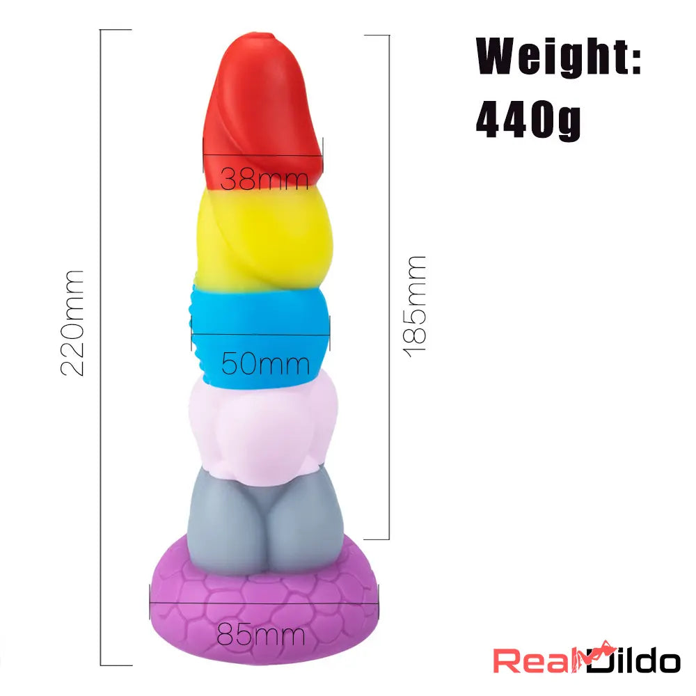 8.66in Silicone Rainbow Soft Big Dildo For Gay LGBT Adults Sex Toy Real Dildo