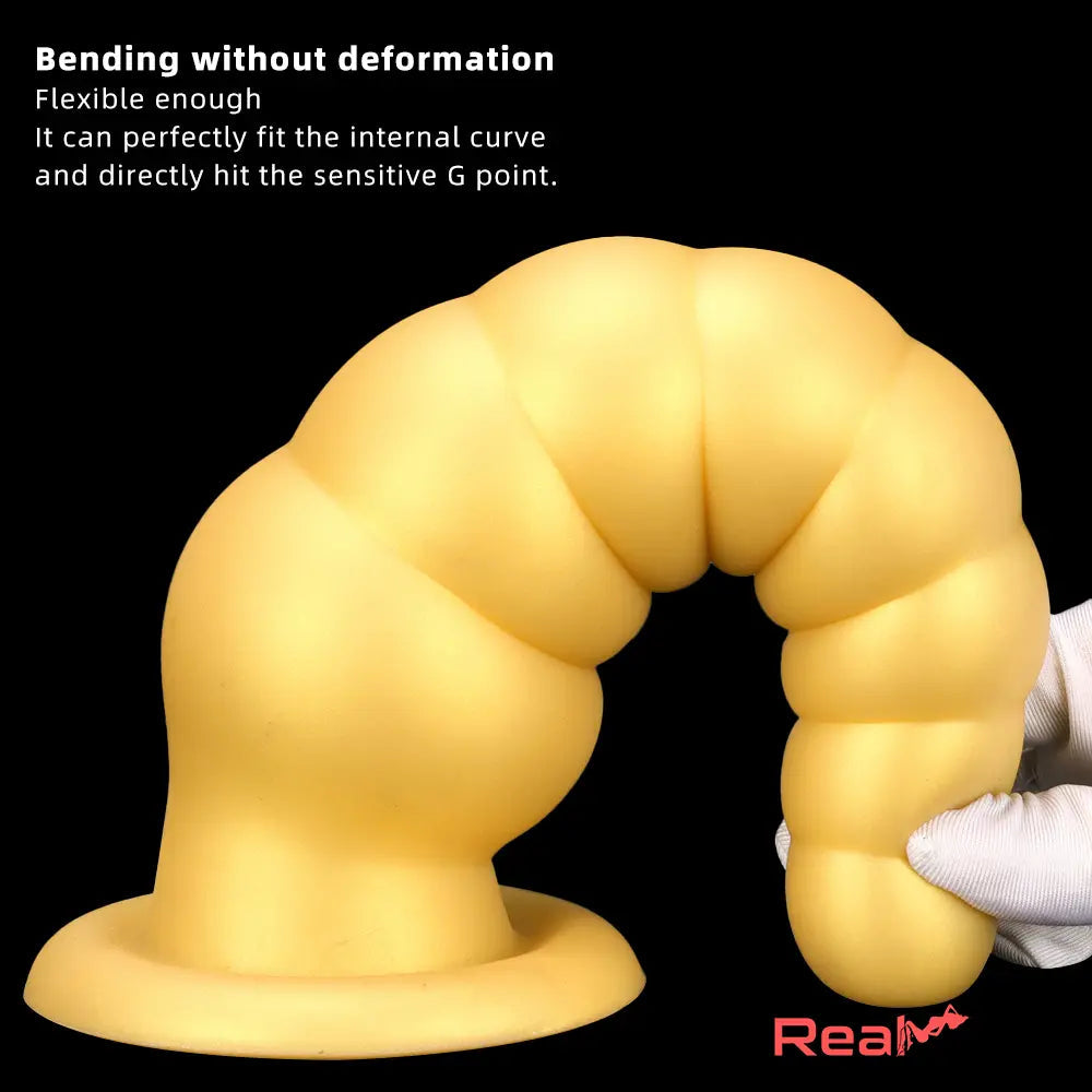 10.63in Soft Silicone Big Gold Butt Plug Dildo For Anal Expansion Toy Real Dildo