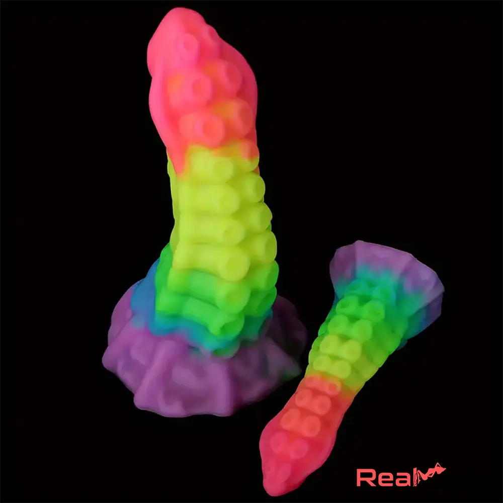 6.34in 8.66in Silicone Soft Rainbow Cock Tentacle Luminous Intimate Dildo Real Dildo