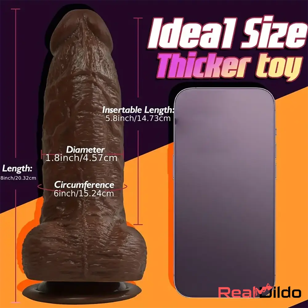 8in Big Silicone Cock Realistic Ebony Dildo BDSM Sex Toy For Pleasure Toy Real Dildo