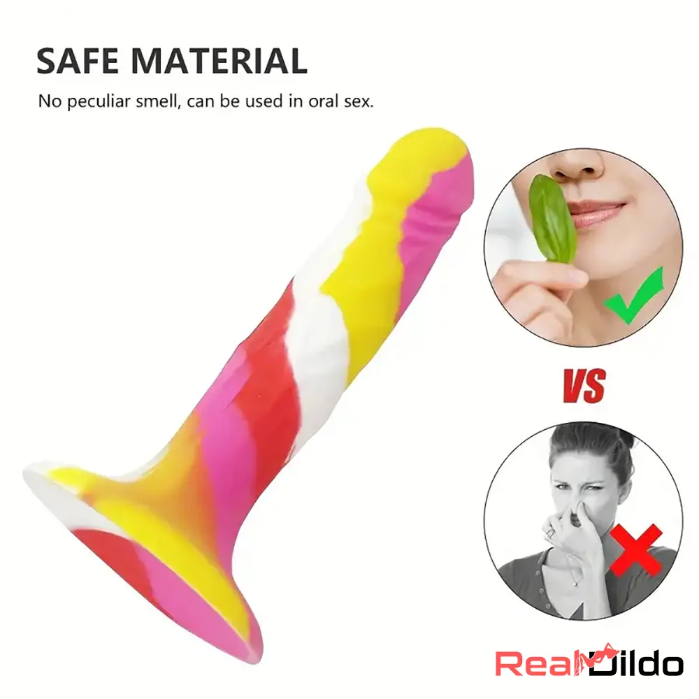 5.71in Silicone Soft Rainbow Cock Dildo For G-spot Vagina Anal Play - Real Dildo