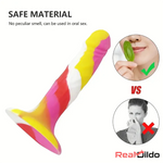 5.71in Silicone Soft Rainbow Cock Dildo For G-spot Vagina Anal Play - Real Dildo