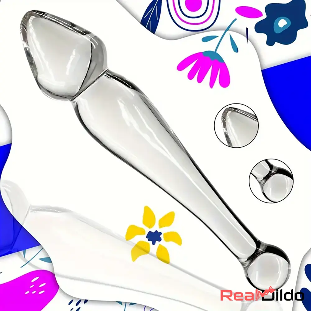 7.68in Unisex Glass Double Heads Dildo External Anal Opener Pleasure Toy Real Dildo