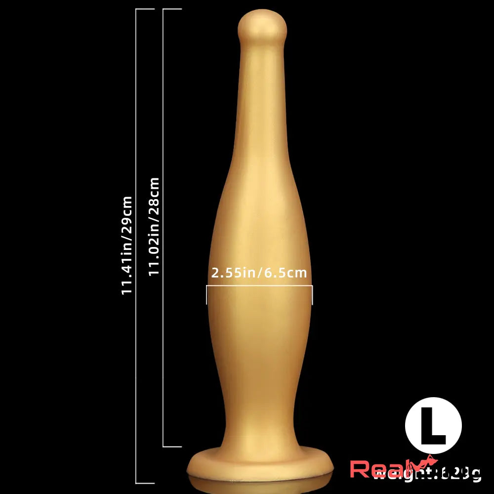 6.7in 11.41in Gold Beer Bottle Silicone Soft Big Anal Butt Plug Thick Dildo - Real Dildo