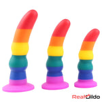 5.11in 6.1in 7.08in Silicone Rainbow Flexible Dildo For Gay LGBT Sex Love - Real Dildo