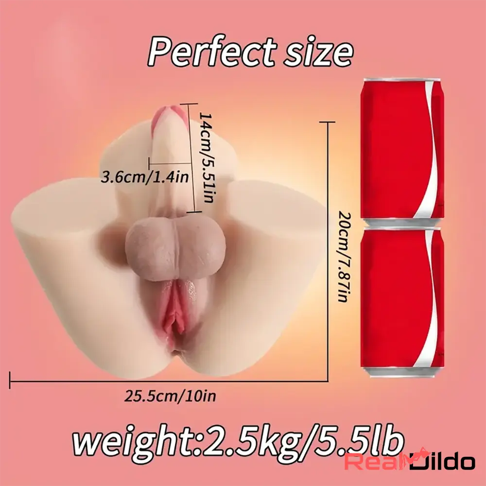 5.51in Real Silicone Soft Dildo With Sex Doll Torso Testicles Love Toy - Real Dildo