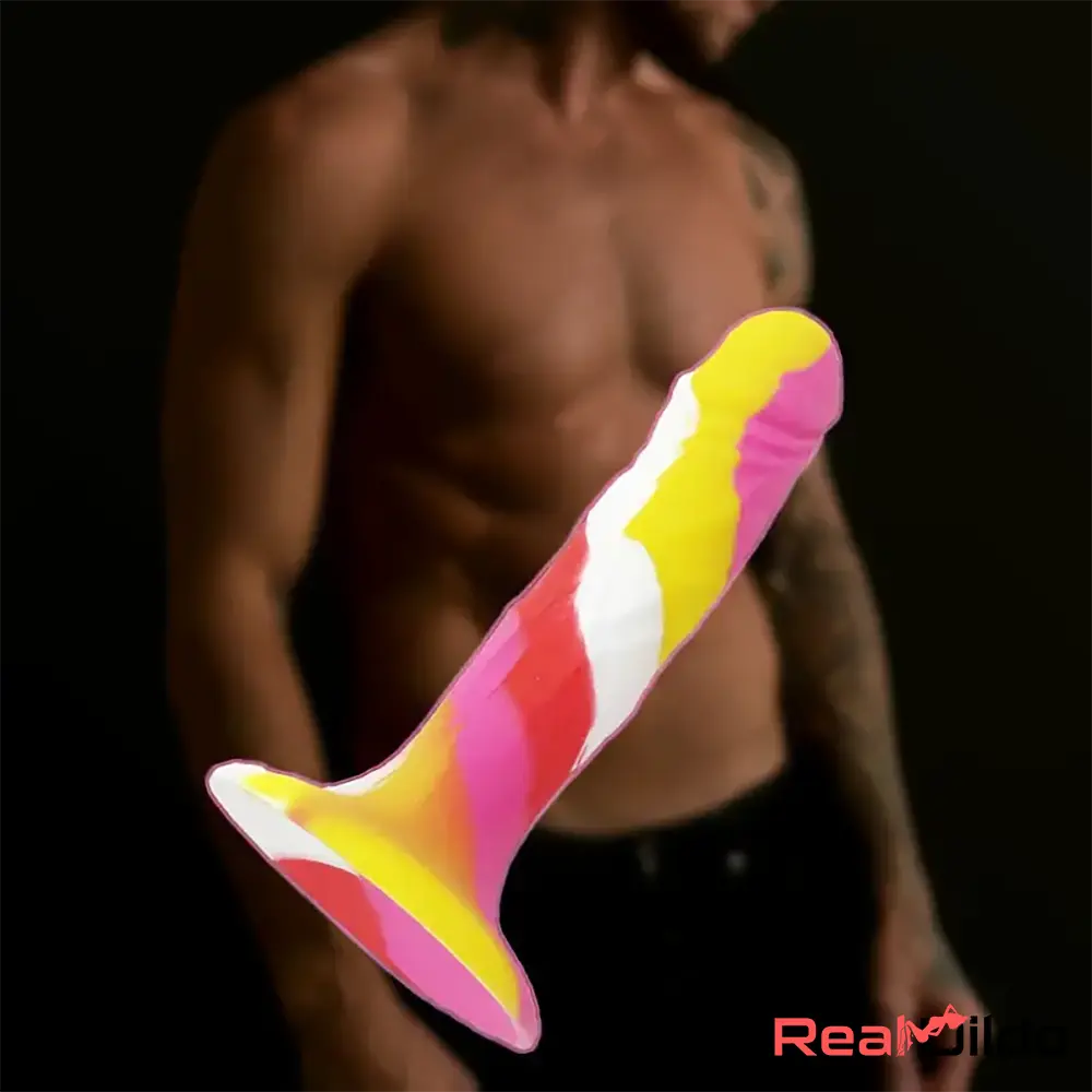 5.71in Silicone Soft Rainbow Cock Dildo For G-spot Vagina Anal Play - Real Dildo