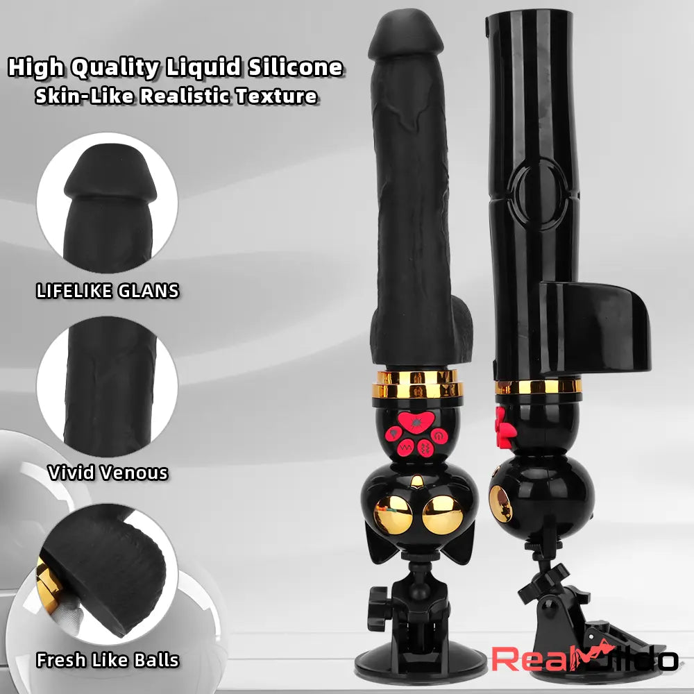 7.87in Cat Warming Thrusting Vibrating Remote Gun Sex Dildo Machine - Real Dildo