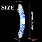 11.02in Clear Elegant Double Heads Glass Crystal Large Dildo Massager Real Dildo