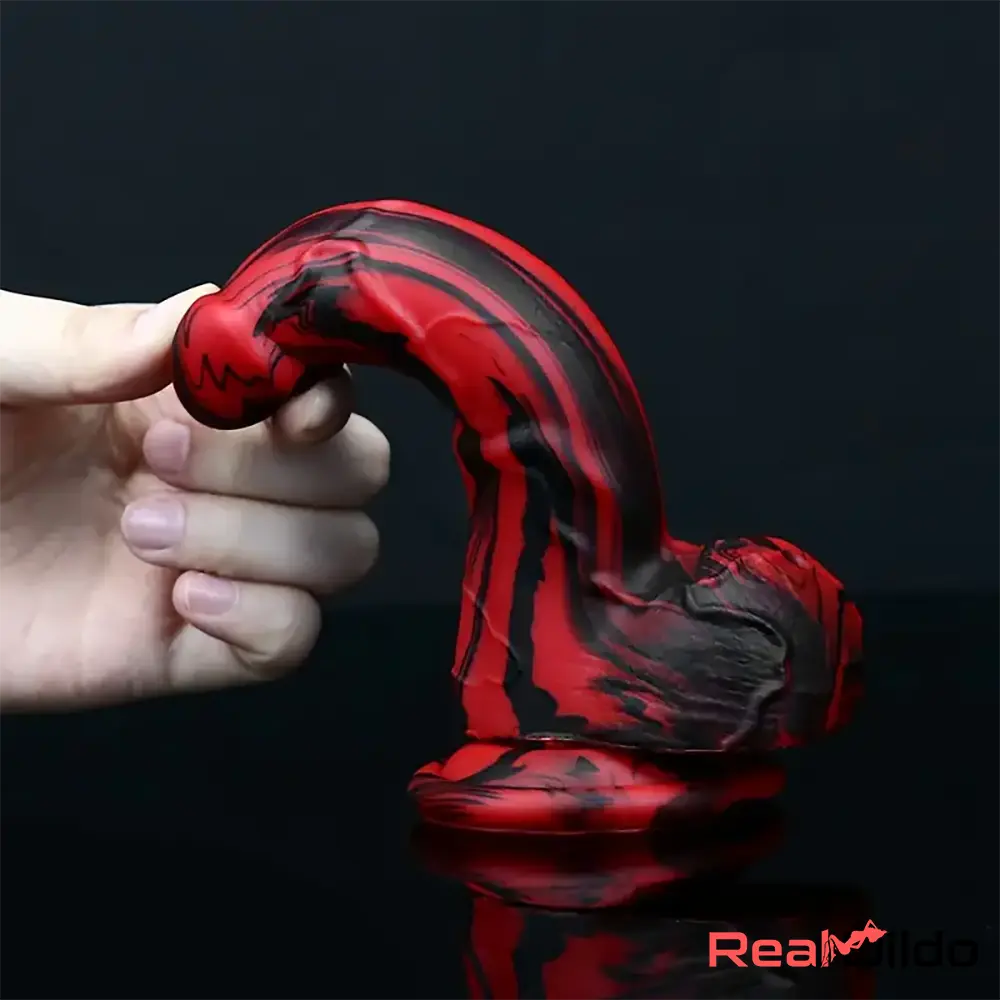 6.1in Silicone Soft Red Black Dildo For G-Spot Anal Stimulation Women Sex Real Dildo