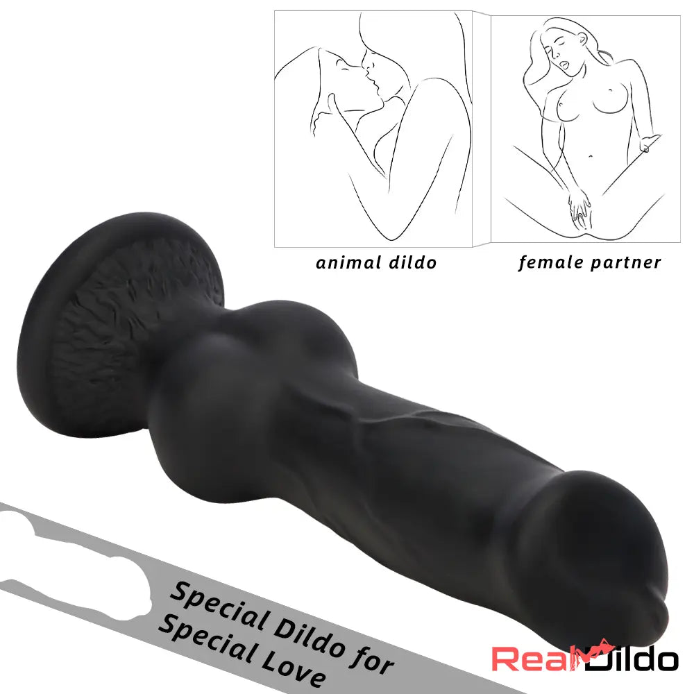 7.28in 7.48in 9.64in 10.62in 13in Big Black Silicone Dog Cock Animal Dildo Real Dildo