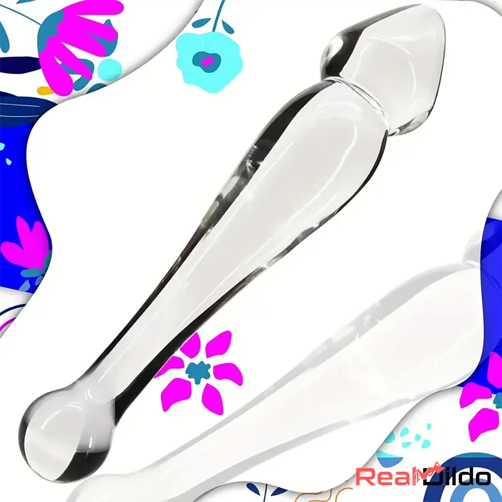 7.68in Unisex Glass Double Heads Dildo External Anal Opener Pleasure Toy Real Dildo