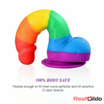 7.67in Silicone Rainbow Soft Dildo For Gay LGBT Adult Intimate Stimulation Real Dildo