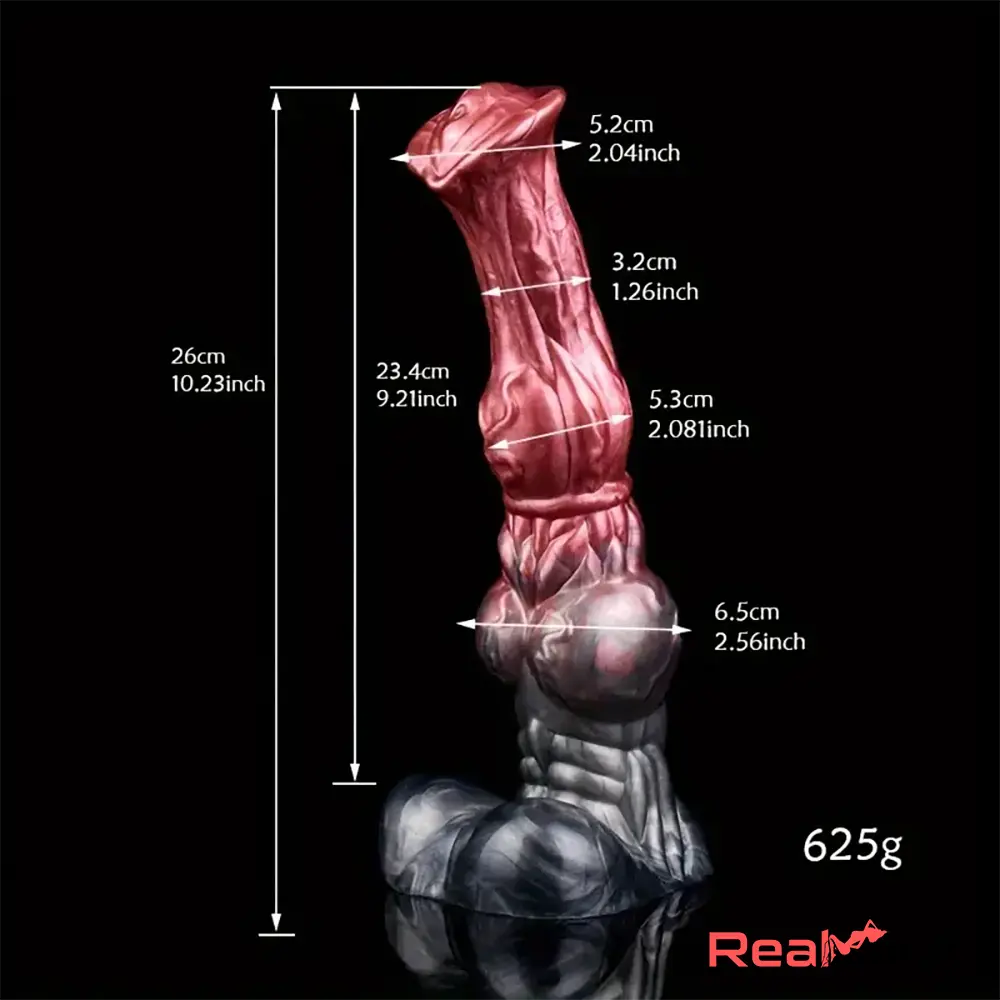 10.23in Large Animal Horse Cock Fantasy Silicone Soft Knotted Dildo Real Dildo