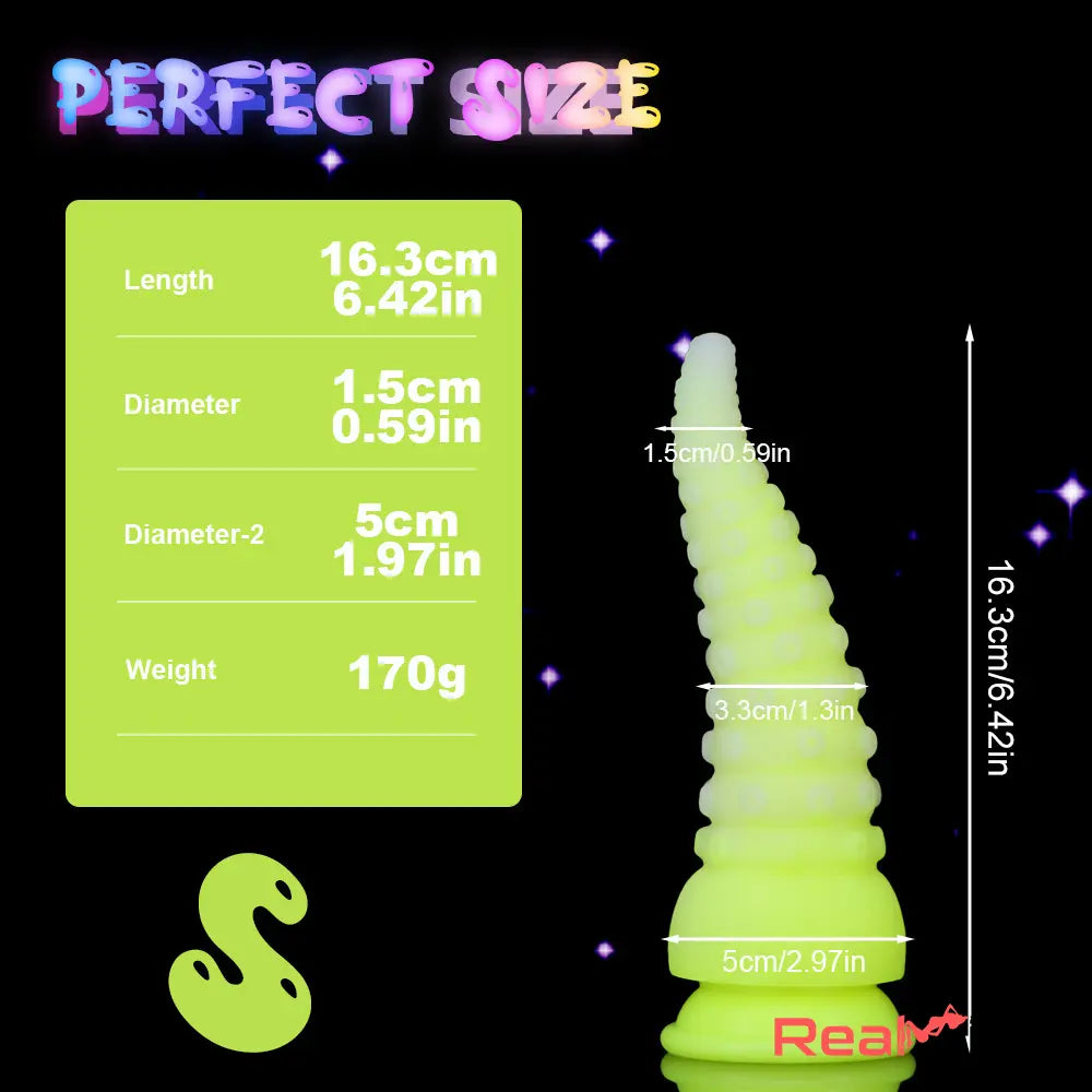 6.42in 7.48in 8.66in Fluorescent Octopus Tentacle Soft Dildo Female Sex Toy - Real Dildo