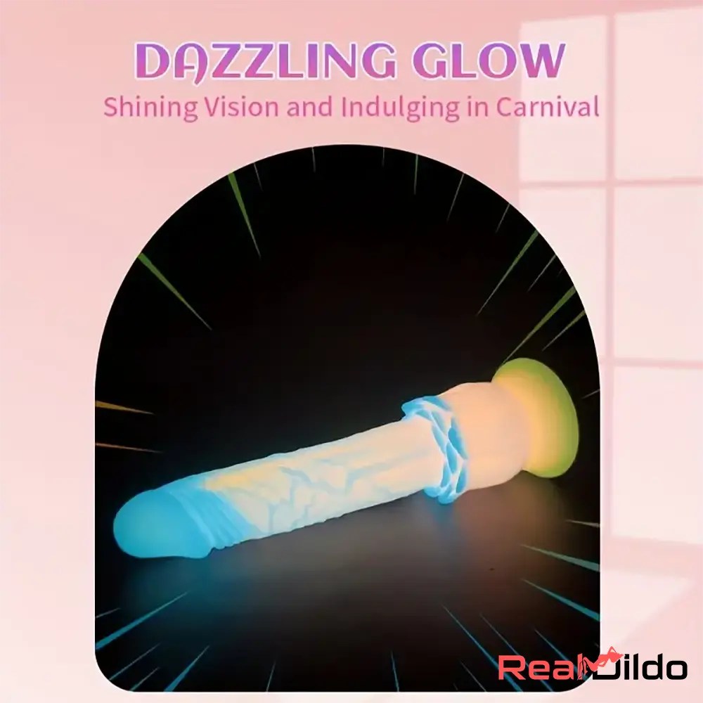 9.84in Silicone Soft Luminous Fantasy Cock Dildo With Rose Flower Base Real Dildo
