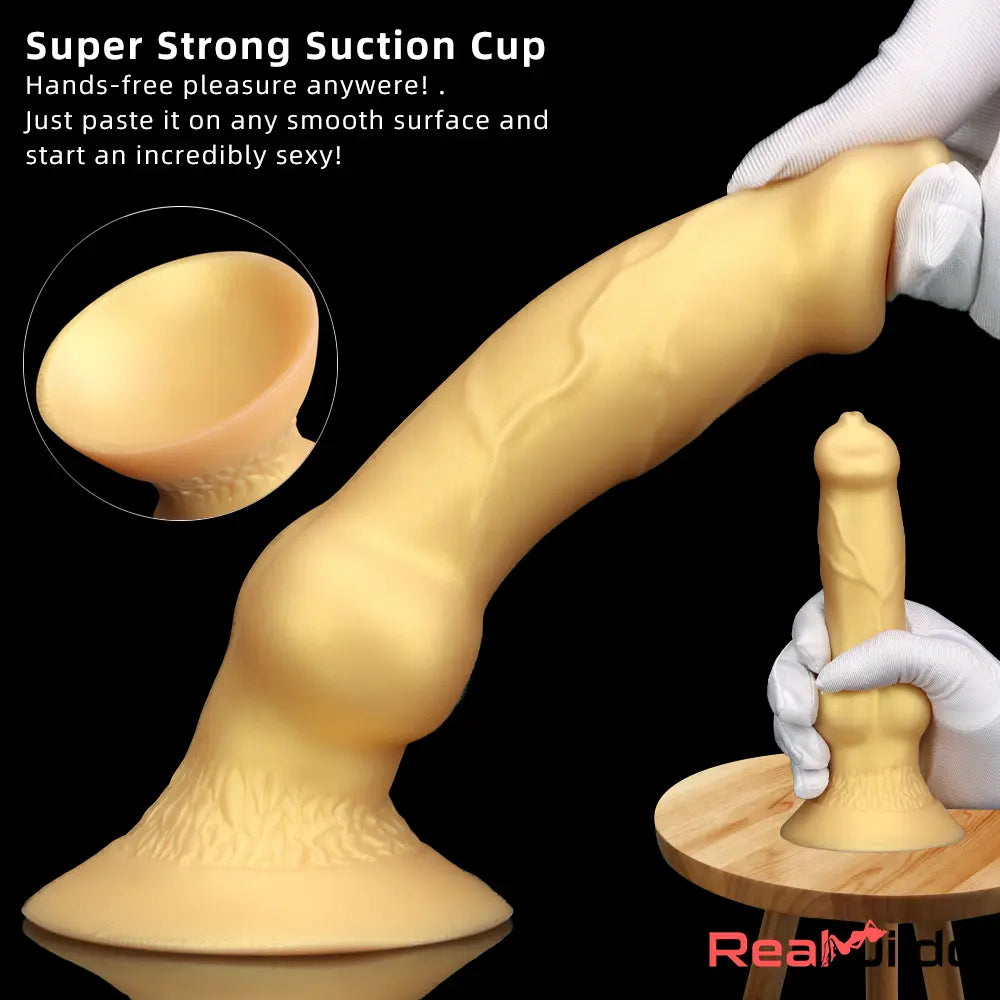 3.81in 7.48in Gold Silicone Soft Small Dog Dildo For Anal Vaginal Sex Love Real Dildo