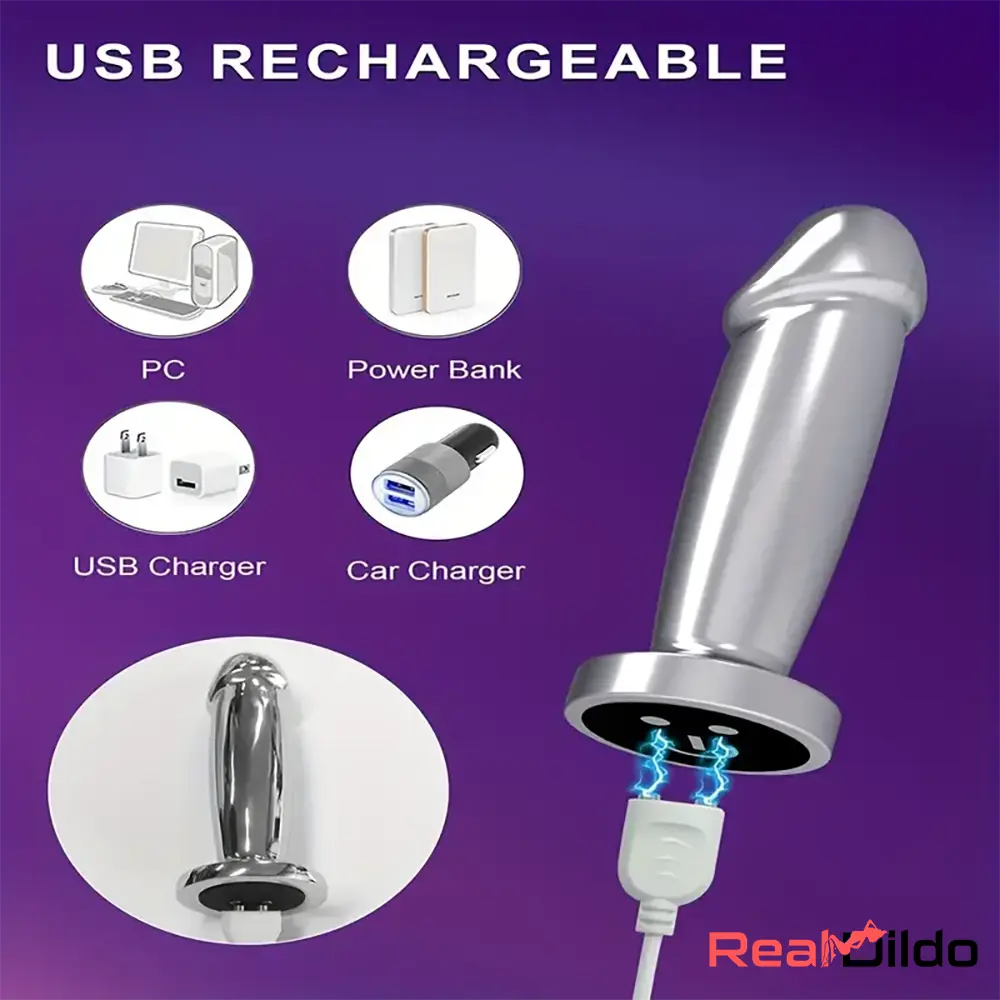 4.52in Stainless Steel Vibrating App Remote Metal Dildo For Vagina G-spot - Real Dildo
