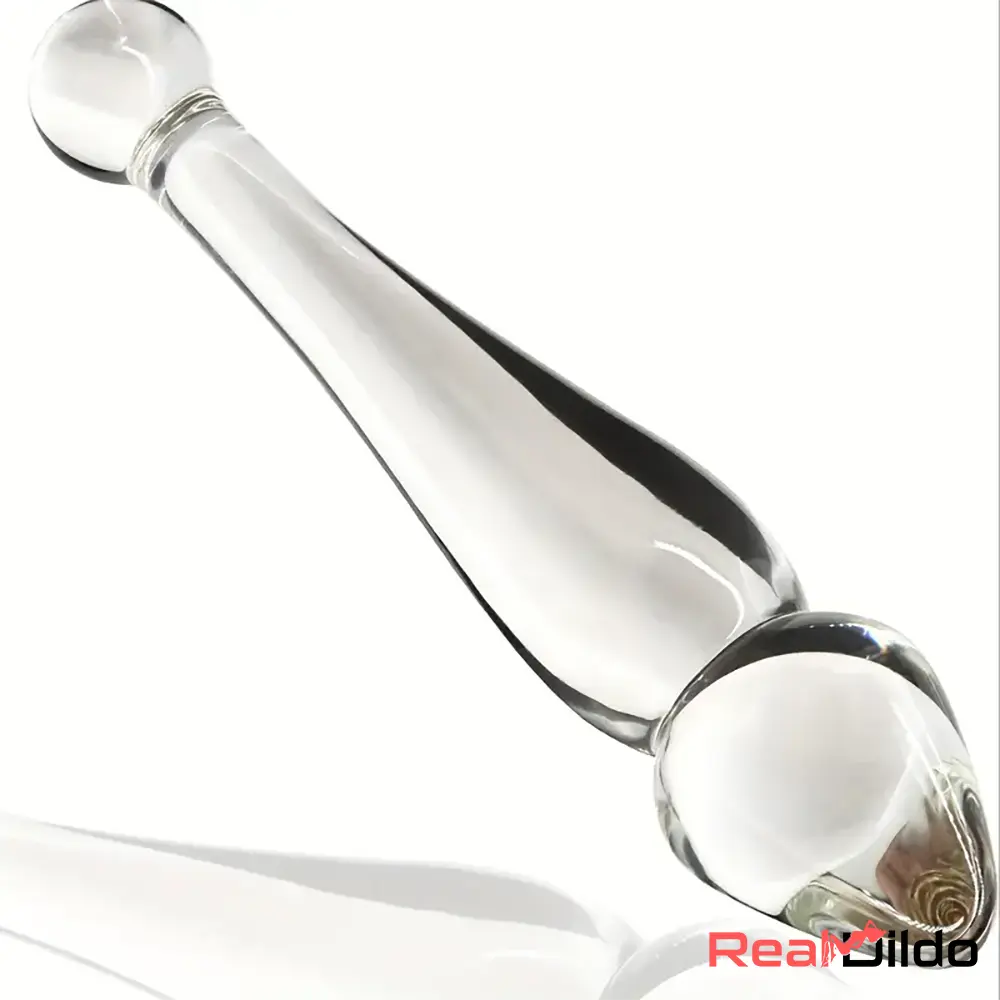 7.68in Unisex Glass Double Heads Dildo External Anal Opener Pleasure Toy Real Dildo