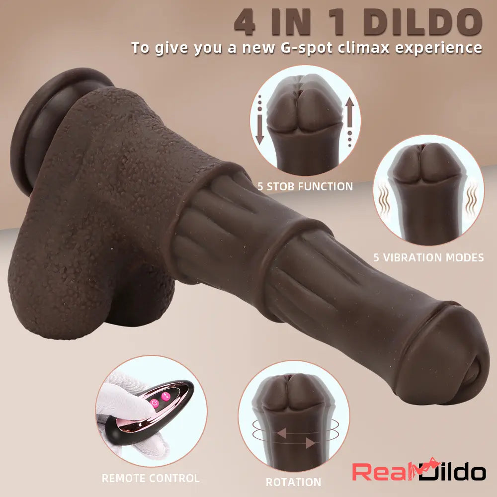 9.05in 4in1 Heating Thrusting Vibrating Rotation Remote Horse Discreet Dildo Real Dildo