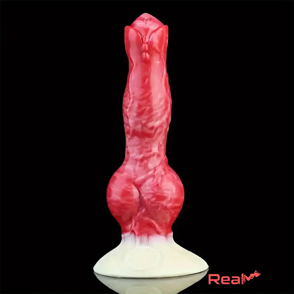 8.03in Fantasy Big Dog Knot Silicone Soft Dildo For G-Spot Stimulation Play Real Dildo