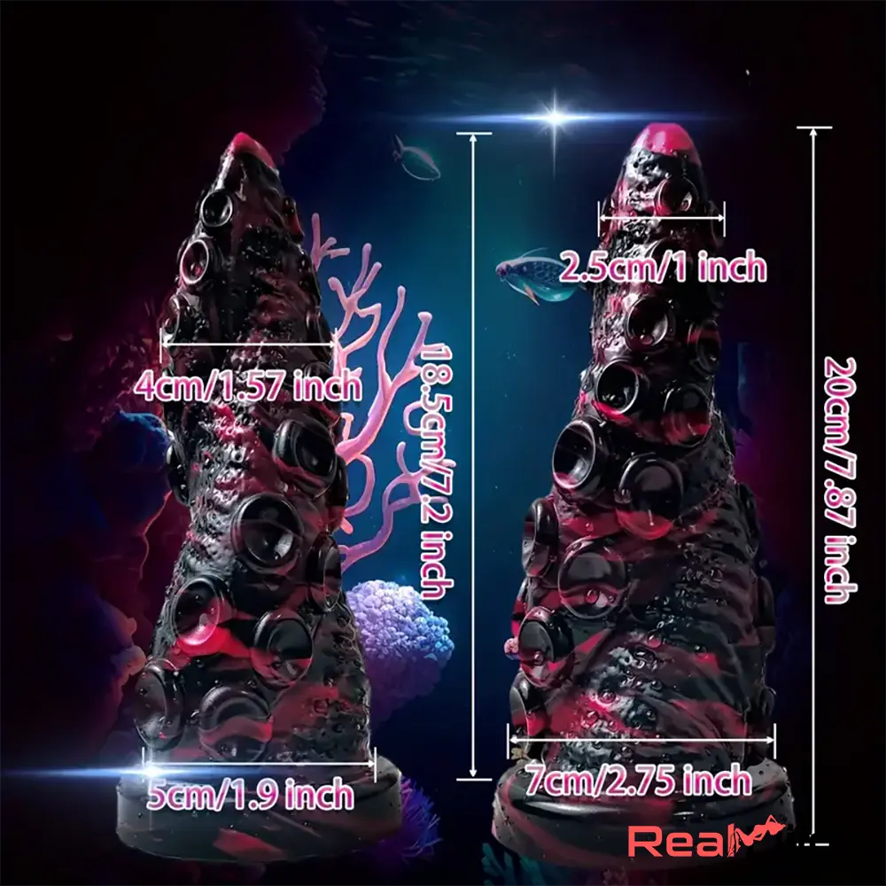 7.87in Fantasy Monster Octopus Tentacle Silicone Ergonomic Cock Dildo Real Dildo