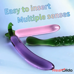 6.2in 7.5in 7.7in Discreet Colors Fruit Vegetable Crystal Glass Anal Plug Dildo Real Dildo