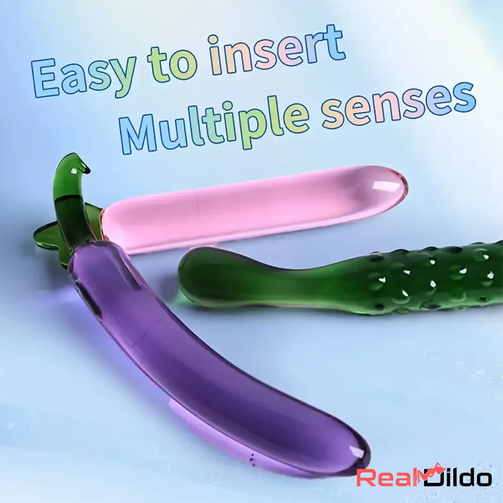 6.2in 7.5in 7.7in Discreet Colors Fruit Vegetable Crystal Glass Anal Plug Dildo Real Dildo