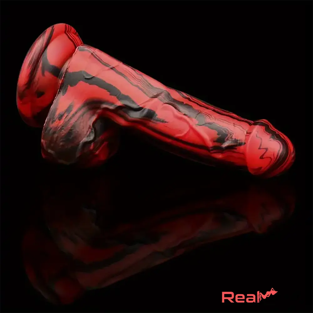 6.1in Silicone Soft Red Black Dildo For G-Spot Anal Stimulation Women Sex Real Dildo