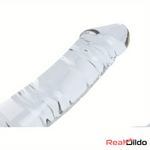 11.4in Realistic Clear Glass Crystal Dildo For Hands-Free G Spot Love Real Dildo