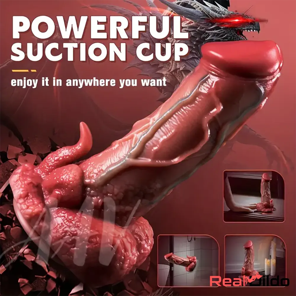 9.05in Dragon Vibrating Thrusting Big Silicone Soft Dildo Adult Cock Toy Real Dildo