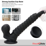 8.07in Big Black Weird Double Layer Silicone Soft Scale Caterpillar Dildo Real Dildo