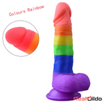 7.67in Silicone Rainbow Soft Dildo For Gay LGBT Adult Intimate Stimulation Real Dildo