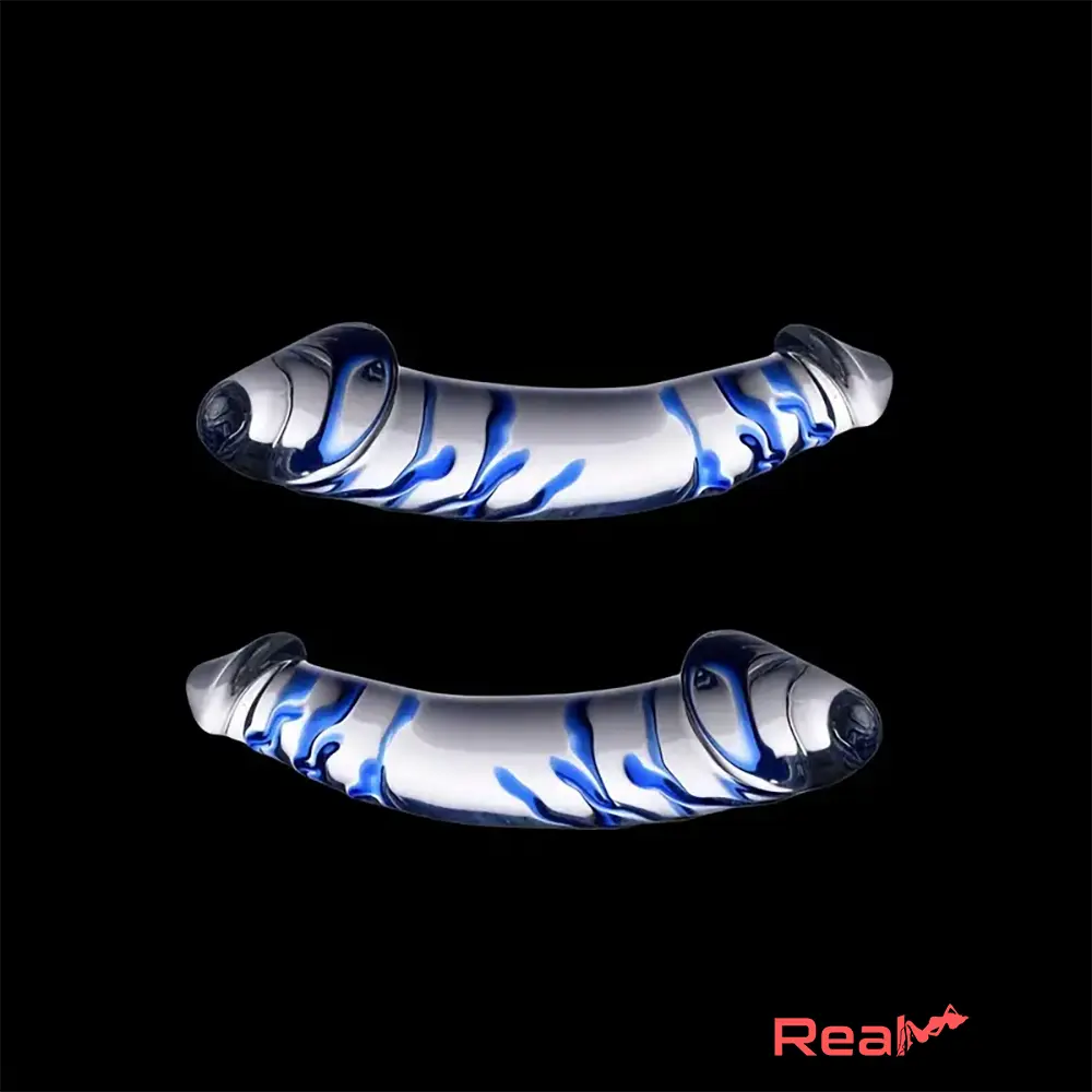 11.02in Clear Elegant Double Heads Glass Crystal Large Dildo Massager Real Dildo