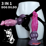10.63in Fantasy Big Dog Penis Animal 3in1 Head Silicone Cock Dildo Real Dildo