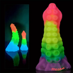 6.34in 8.66in Silicone Soft Rainbow Cock Tentacle Luminous Intimate Dildo Real Dildo