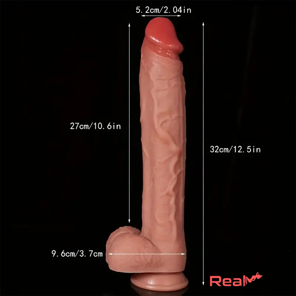 12.5in Realistic Lifelike Large Silicone Soft Dildo Female G-Spot Sex Toy Real Dildo