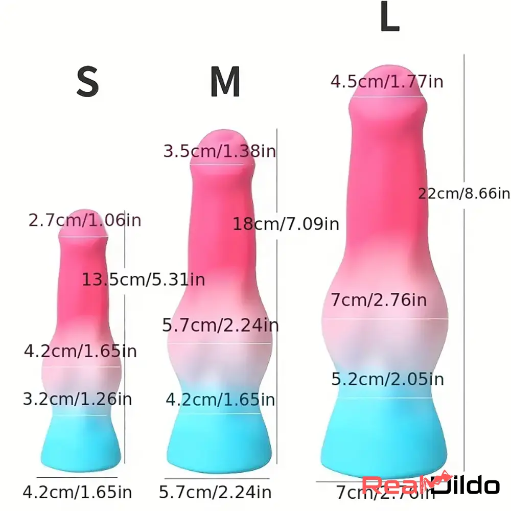 5.31in 7.09in 8.66in Odd Animal Dog Cock knot Silicone Thick Flexible Dildo - Real Dildo