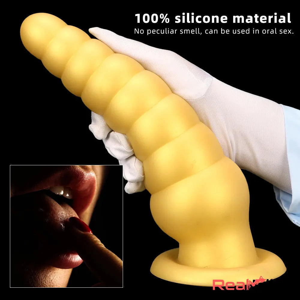 10.63in Soft Silicone Big Gold Butt Plug Dildo For Anal Expansion Toy Real Dildo