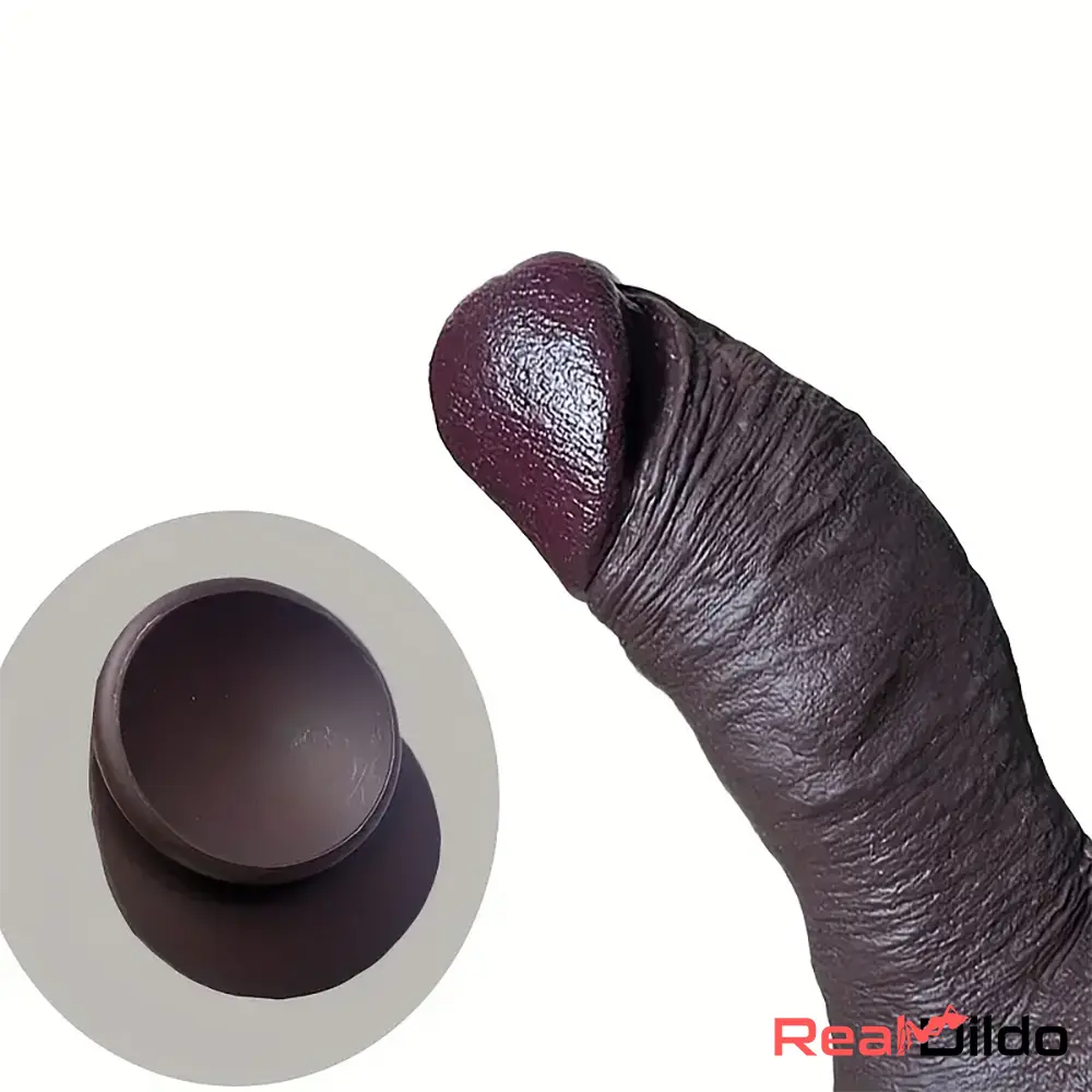 9.44in Lifelike Ebony Fat Silicone Large Soft Women Dildo With Suction Cup Real Dildo
