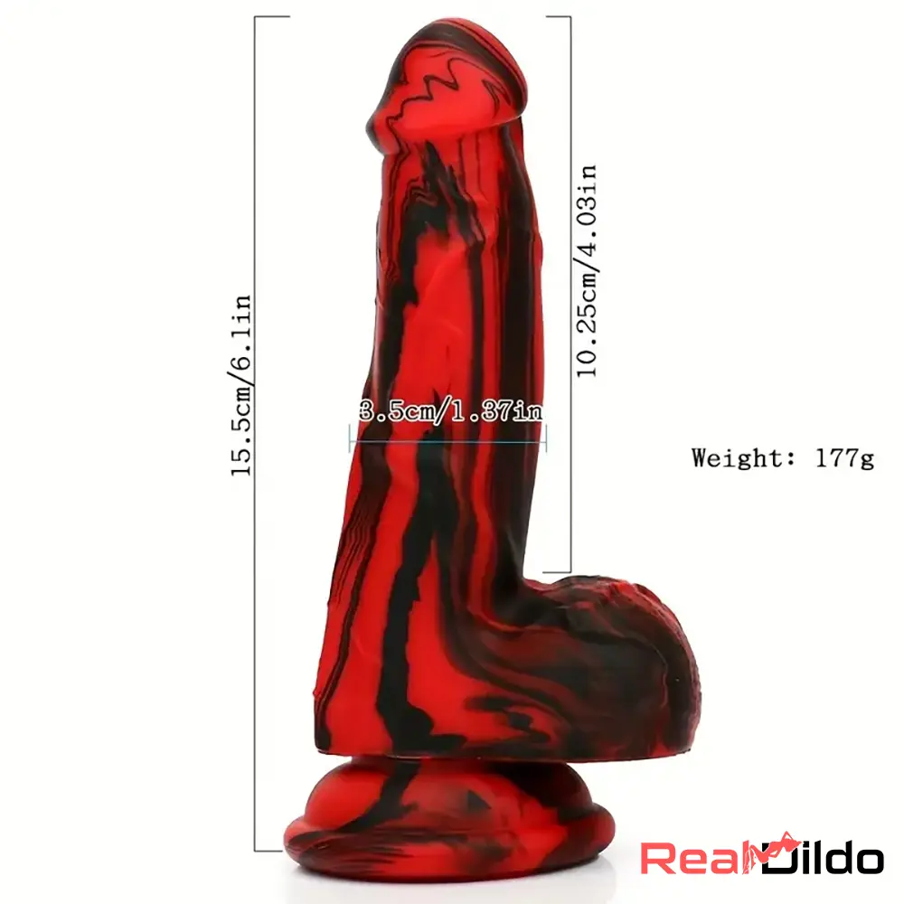 6.1in Silicone Soft Red Black Dildo For G-Spot Anal Stimulation Women Sex Real Dildo