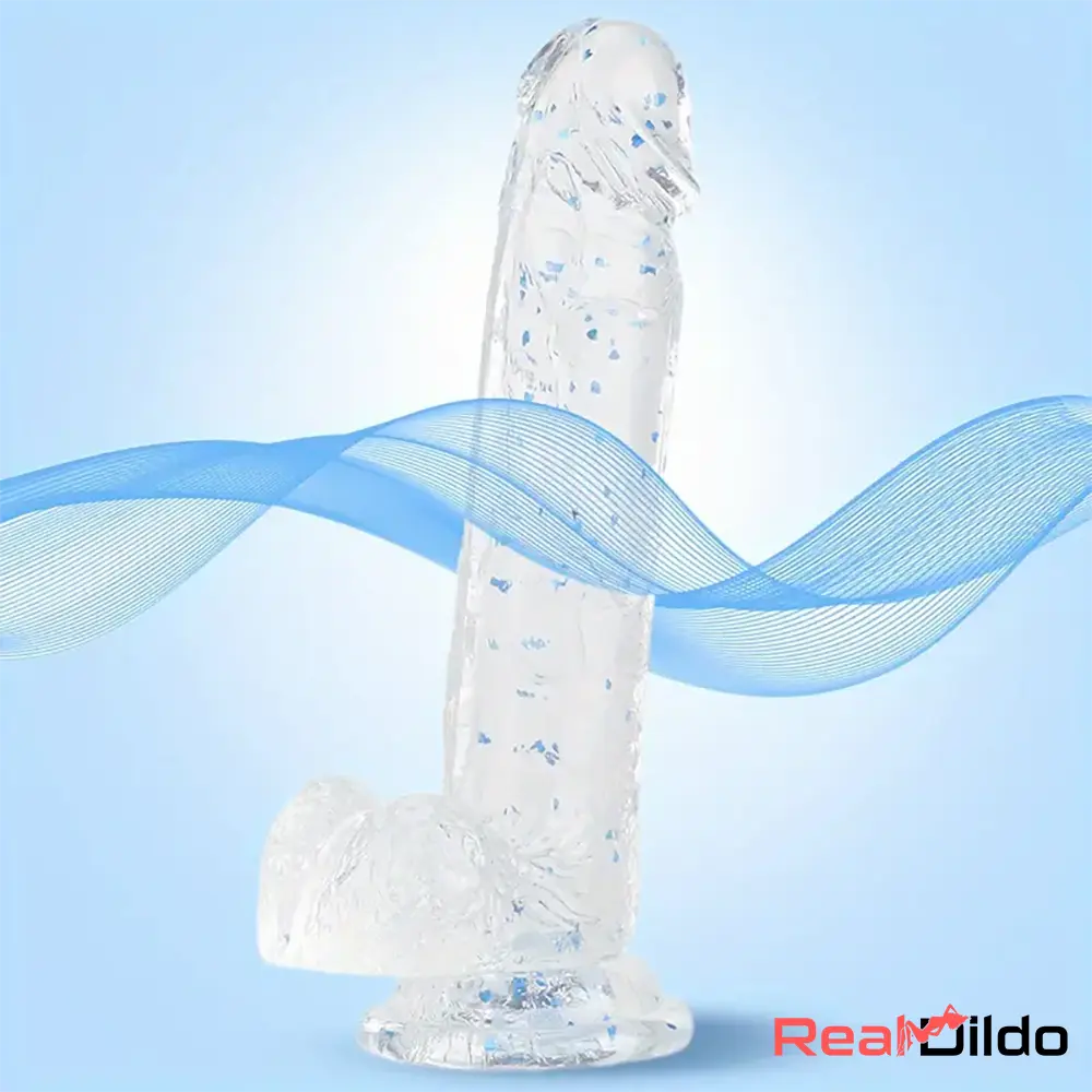 7.3in 7.9in Medical Silicone Confetti Clear Suction Cup Skin Feeling Dildo - Real Dildo